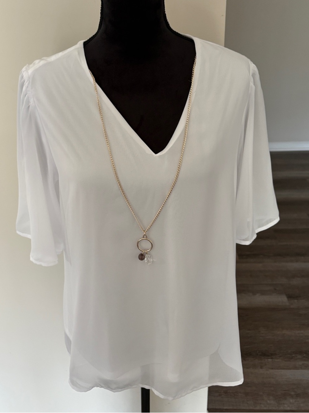 JM Collection Gold Long Necklace with Clear and Light Pink Beads